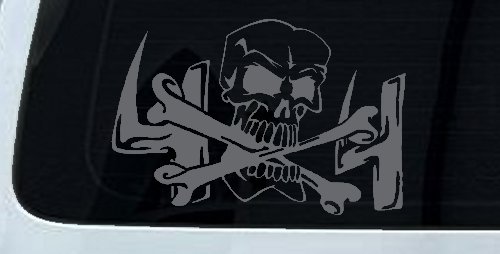 Skull and Cross Bones 4X4 Off Road Car or Truck Window Decal Sticker (Silver)