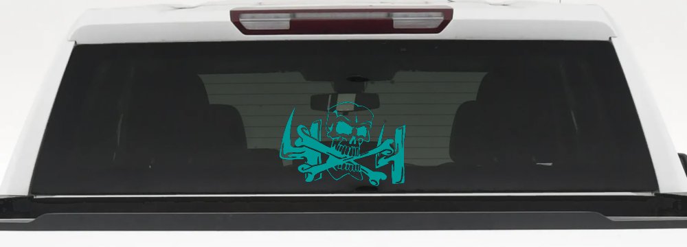 Skull and Cross Bones 4X4 Off Road Car or Truck Window Vinyl Decal Sticker (Turquoise)