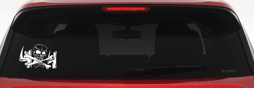 Skull and Cross Bones 4X4 Off Road Car or Truck Window Decal Sticker (White)