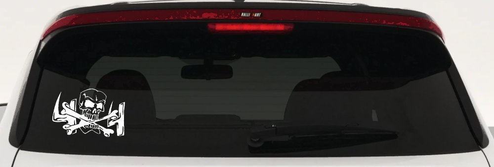 Skull and Cross Bones 4X4 Off Road Car or Truck Window Decal Sticker (White)