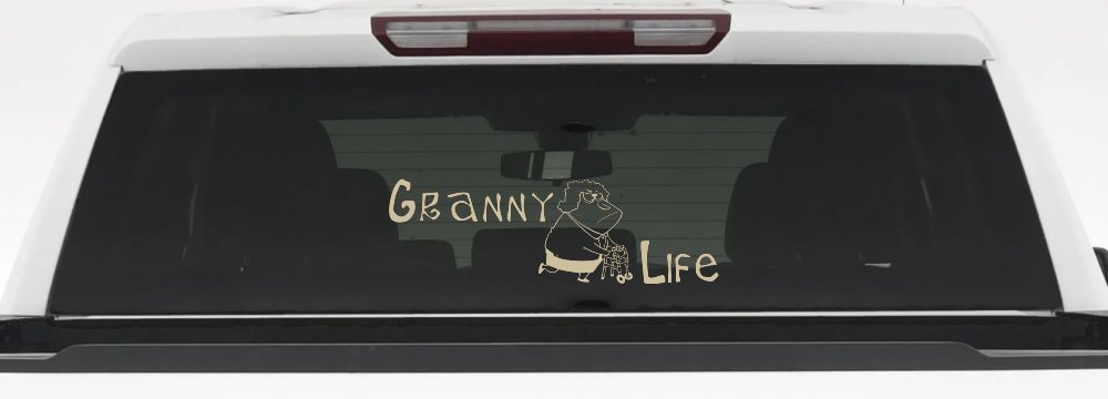 Granny Life Funny Car or Truck Window Vinyl Decal Sticker (Desert Sand)