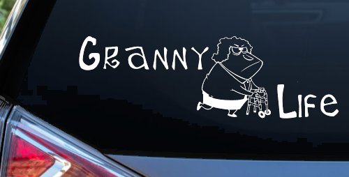 Granny Life Funny Car or Truck Window Decal Sticker (White)