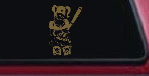 Harley Skull Stockings Car or Truck Window Decal Sticker (Gold)