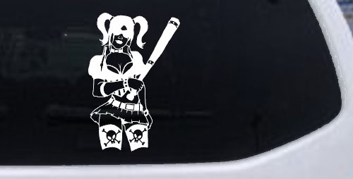 Harley Skull Stockings Car or Truck Window Decal Sticker (White)