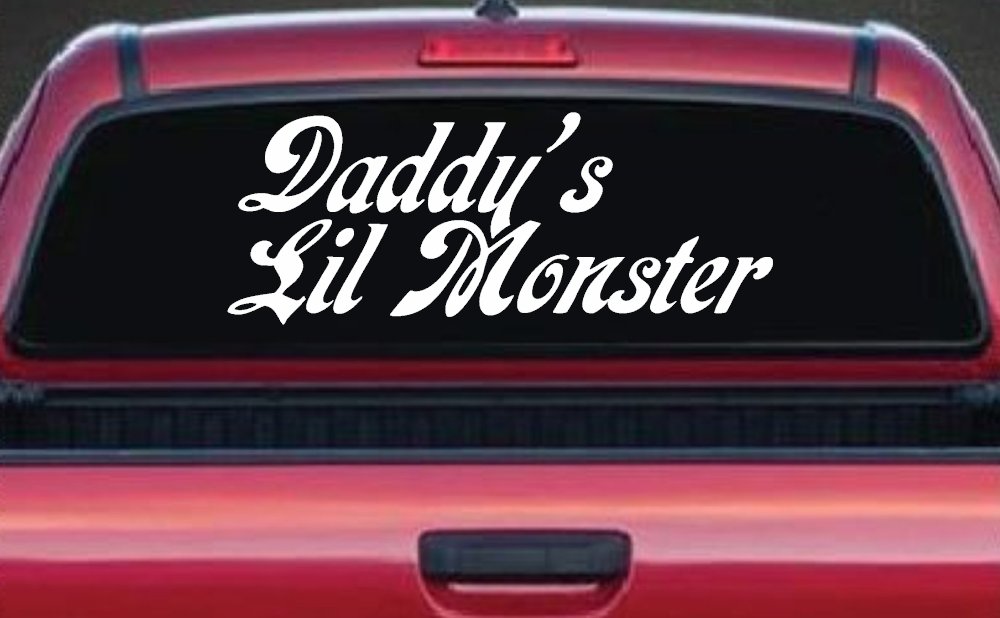 Daddys Lil Monster Harley Quinn Sci Fi Car or Truck Window Vinyl Decal Sticker (White)