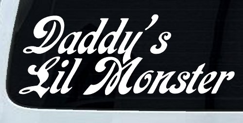 Daddys Lil Monster Sci Fi Car or Truck Window Decal Sticker (White)