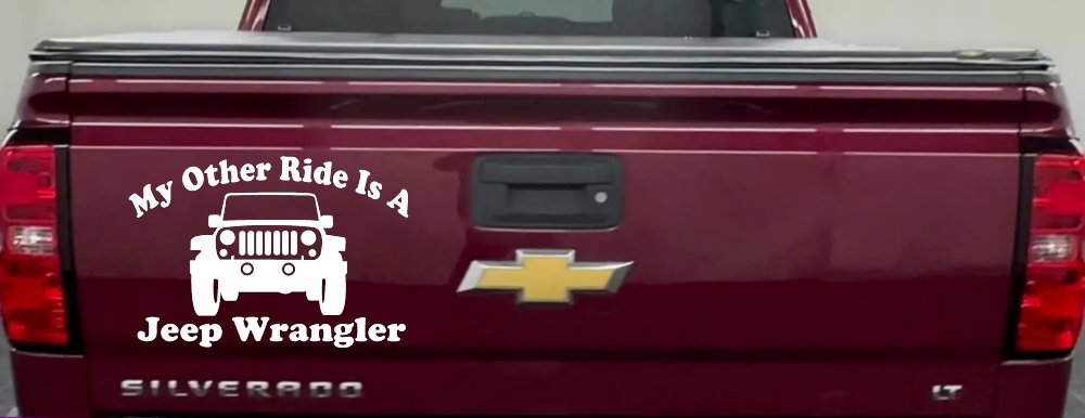 My Other Ride is a Jeep Wrangler Off Road Car or Truck Window Vinyl Decal Sticker (White)