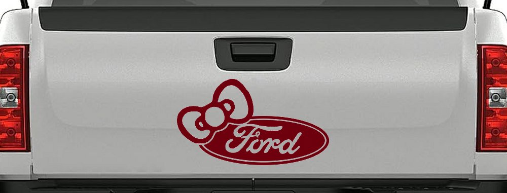 Ford with Bow Moto Sports Car or Truck Window Decal Sticker (Burgundy)