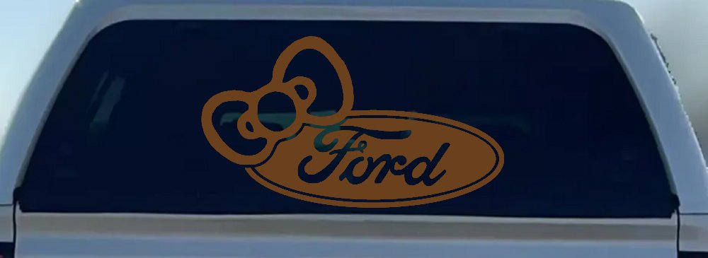 Ford with Bow Moto Sports Car or Truck Window Decal Sticker (Copper)