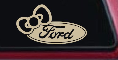Ford with Bow Moto Sports Car or Truck Window Decal Sticker (Desert Sand)