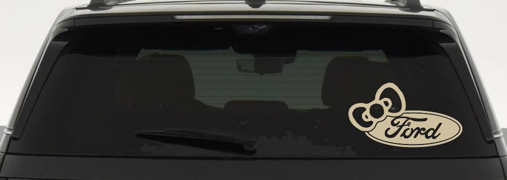 Ford with Bow Moto Sports Car or Truck Window Vinyl Decal Sticker (Desert Sand)
