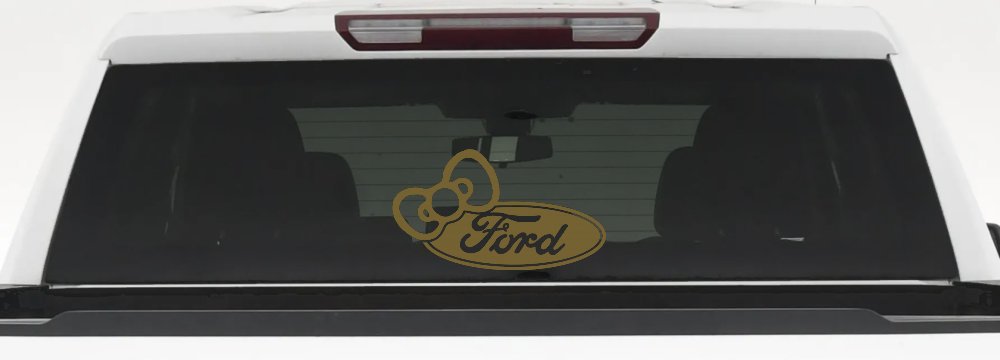 Ford with Bow Moto Sports Car or Truck Window Decal Sticker (Gold)