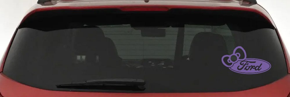 Ford with Bow Moto Sports Car or Truck Window Vinyl Decal Sticker (Purple)