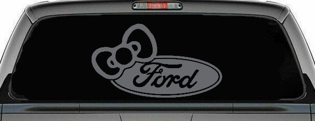 Ford with Bow Moto Sports Car or Truck Window Vinyl Decal Sticker (Silver)