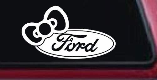 Ford with Bow Moto Sports Car or Truck Window Vinyl Decal Sticker (White)