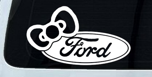 Ford with Bow Moto Sports Car or Truck Window Decal Sticker (White)