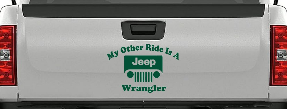 My Other Ride is a Jeep Wrangler Off Road Car or Truck Window Decal Sticker (Dark Green)