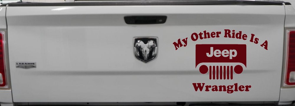 My Other Ride is a Jeep Wrangler Off Road Car or Truck Window Vinyl Decal Sticker (Purple Red)