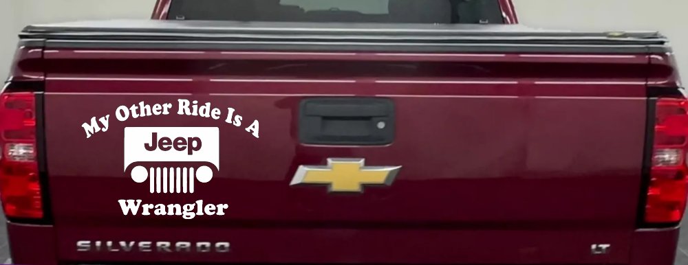 My Other Ride is a Jeep Wrangler Off Road Car or Truck Window Vinyl Decal Sticker (White)