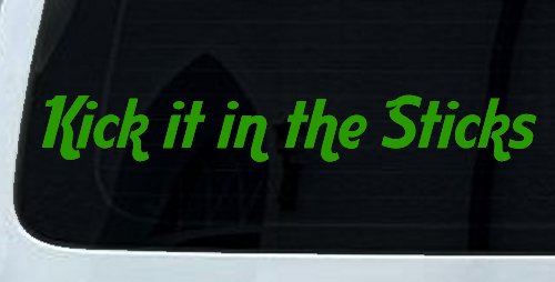 Kick it in the Sticks Country Car or Truck Window Decal Sticker (Lime)