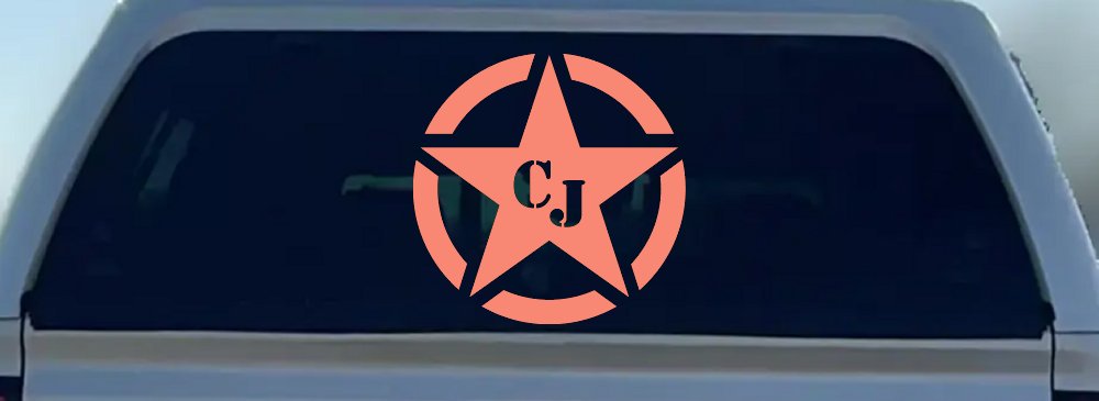 Military Jeep CJ Segmented Star  Off Road Car or Truck Window Decal Sticker