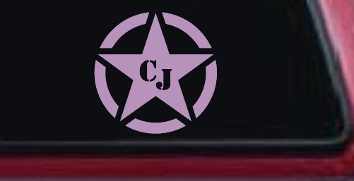 Military Jeep CJ Segmented Star  Off Road Car or Truck Window Decal Sticker (Lilac)