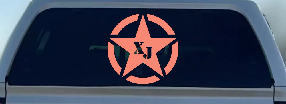 Military Jeep XJ Segmented Star Off Road Car or Truck Window Decal Sticker