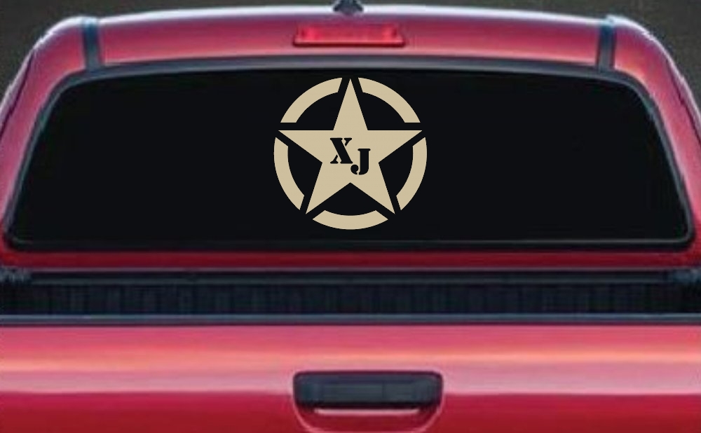 Military Jeep XJ Segmented Star Off Road Car or Truck Window Decal Sticker