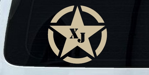 Military Jeep XJ Segmented Star Off Road Car or Truck Window Decal Sticker