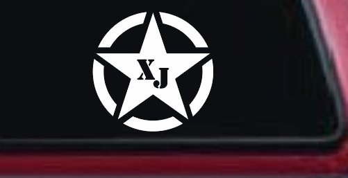 Military Jeep XJ Segmented Star Off Road Car or Truck Window Decal Sticker (White)