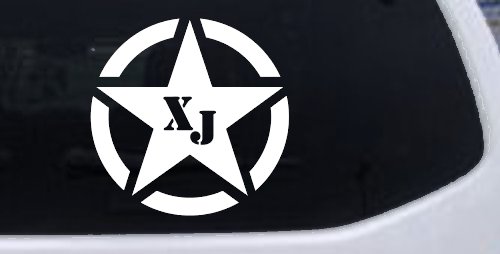 Military Jeep XJ Segmented Star Off Road Car or Truck Window Decal Sticker (White)