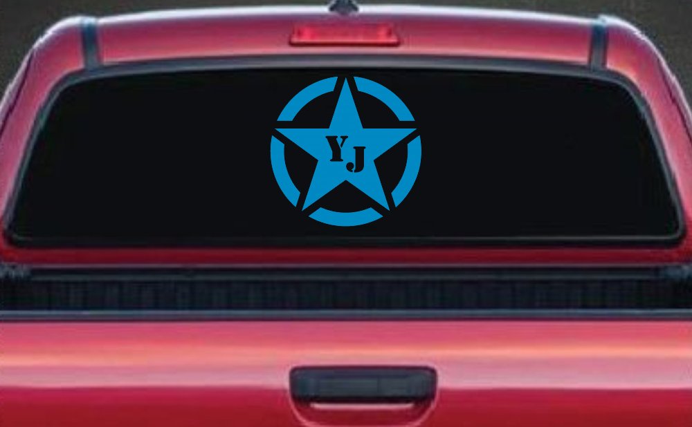 Military Jeep YJ Segmented Star Off Road Car or Truck Window Decal Sticker (Blue)