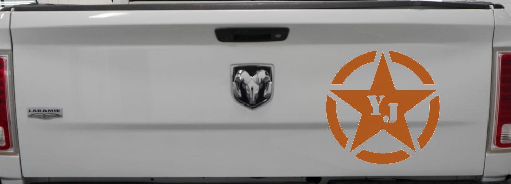 Military Jeep YJ Segmented Star Off Road Car or Truck Window Decal Sticker (Nut Brown)