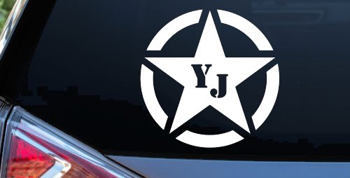 Military Jeep YJ Segmented Star Off Road Car or Truck Window Decal Sticker (White)
