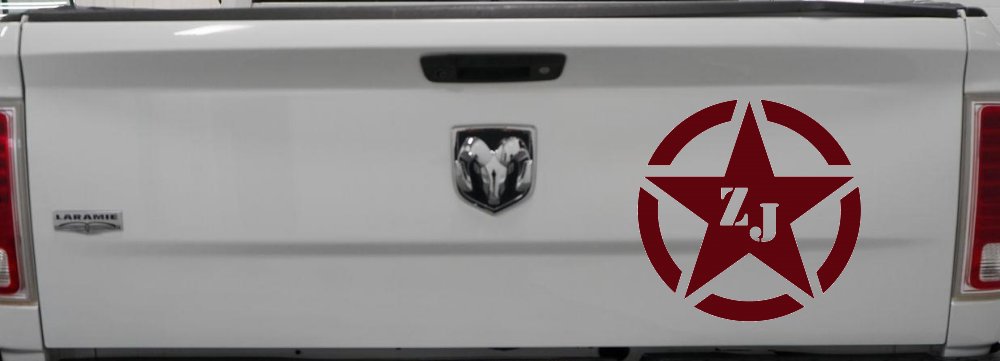 Military Jeep ZJ Segmented Star Off Road Car or Truck Window Decal Sticker (Purple Red)
