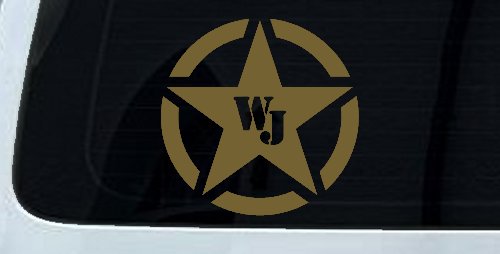 Military Jeep WJ Segmented Star  Off Road Car or Truck Window Decal Sticker (Gold)