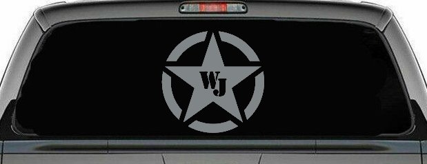 Military Jeep WJ Segmented Star  Off Road Car or Truck Window Vinyl Decal Sticker (Telegrey)