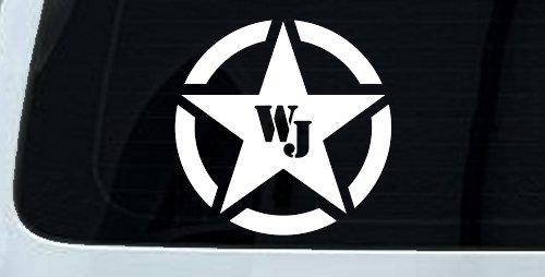 Military Jeep WJ Segmented Star Off Road Car or Truck Window Vinyl Decal Sticker (White)