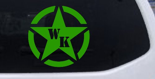 Military Jeep WK Segmented Star Off Road Car or Truck Window Decal Sticker (Lime)