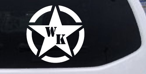 Military Jeep WK Segmented Star Off Road Car or Truck Window Decal Sticker (White)