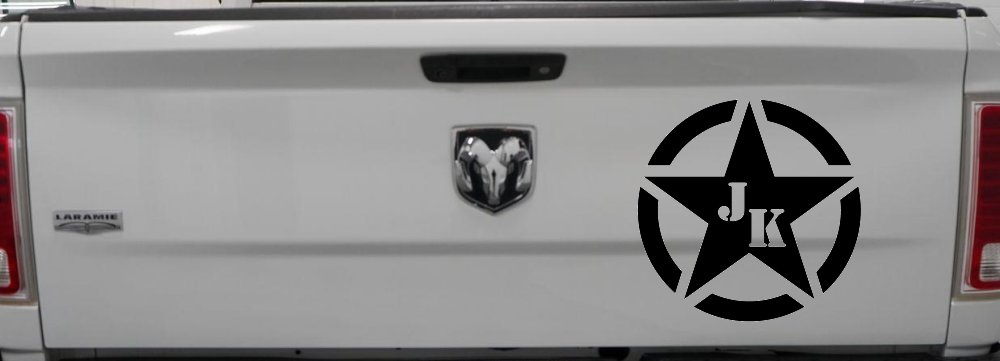 Military Jeep JK Segmented Army Star Off Road Car or Truck Window Decal Sticker (Black)