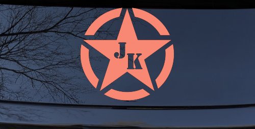 Military Jeep JK Segmented Army Star Off Road Car or Truck Window Decal Sticker (Coral)