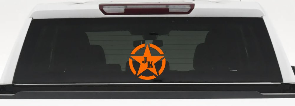 Military Jeep JK Segmented Army Star Off Road Car or Truck Window Decal Sticker (Orange)