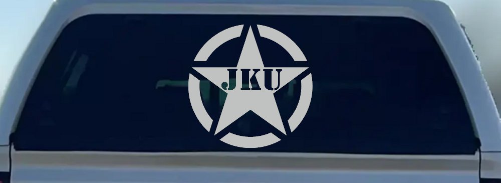 Military Jeep JKU Segmented Army Star Off Road Car or Truck Window Decal Sticker (Light Gray)