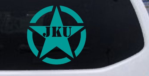 Military Jeep JKU Segmented Army Star Off Road Car or Truck Window Decal Sticker (Turquoise)