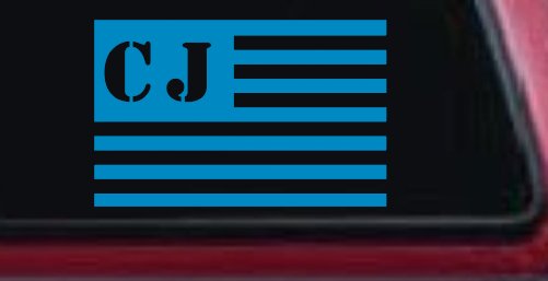 Jeep CJ in American USA Flag Right Off Road Car or Truck Window Decal Sticker