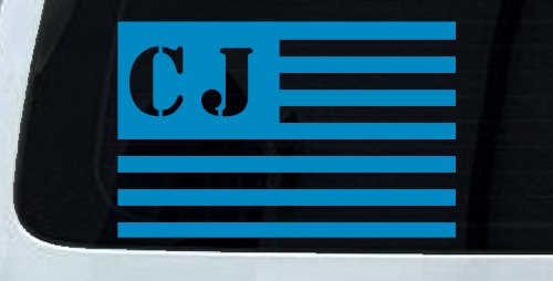 Jeep CJ in American USA Flag Right Off Road Car or Truck Window Decal Sticker