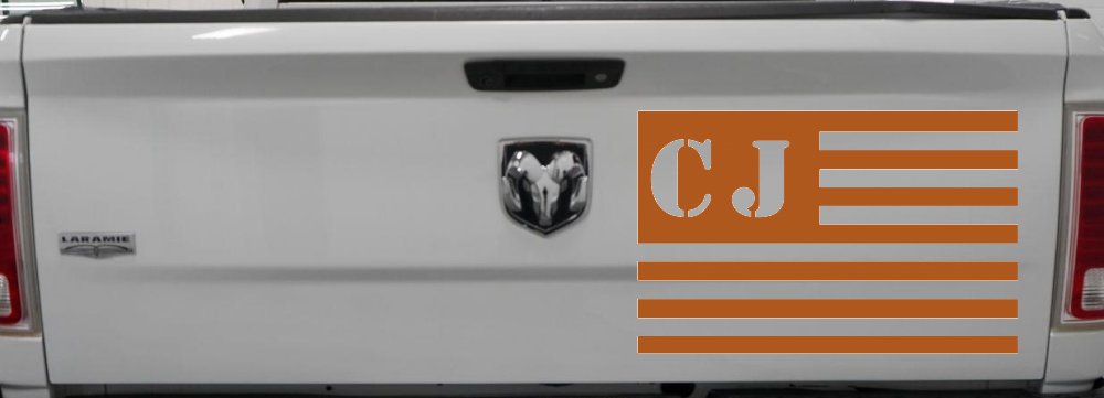 Jeep CJ in American USA Flag Right Off Road Car or Truck Window Decal Sticker (Nut Brown)