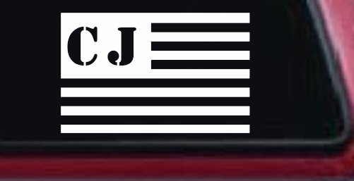 Jeep CJ in American USA Flag Right Off Road Car or Truck Window Decal Sticker (White)