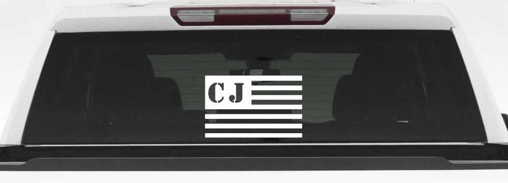 Jeep CJ in American USA Flag Right Off Road Car or Truck Window Decal Sticker